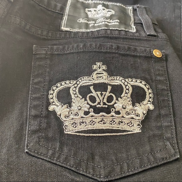 Victoria Beckham Rock & Republic Black Jeans Silver Crowns - Picture 4 of 11